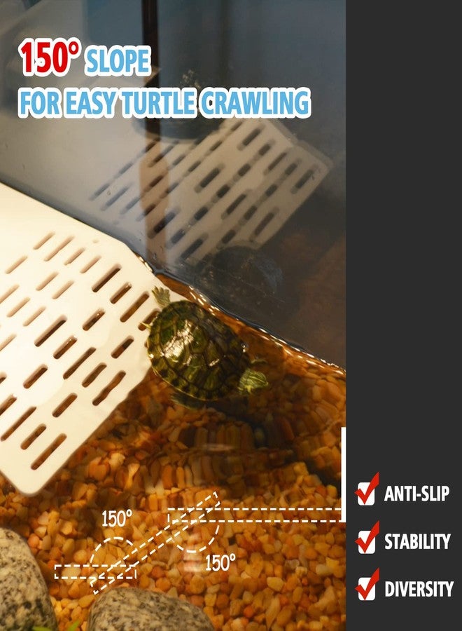 SHIGATSU Medium Turtle Resting Platform for Aquarium Fish Tank 2 in 1 Climbing Ladder Terrarium with Suction Cup for Small Pets Sun Bathing Resting Play - Image 3